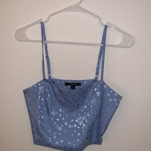 Silk forever 21 small top tank top cropped blue baby blue purple